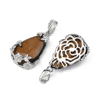 Natural Tiger Eye Pendants G-P393-P04-1