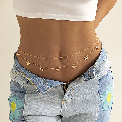 Alloy Double Layer Link Chain Tassel Belly Chains WG10755-10-1