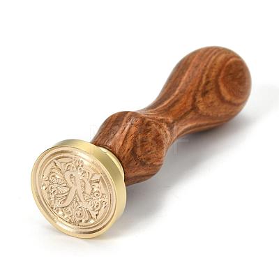 Brass Retro Initials Wax Sealing Stamp AJEW-F045-D18-1