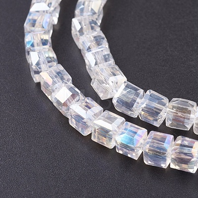 Electroplate Glass Beads Strands EGLA-D018-6x6mm-01-1