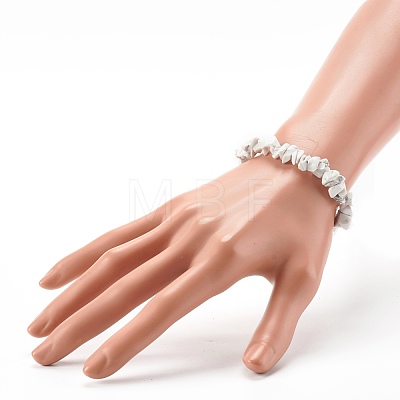Synthetic White Howlite Chip Bead Stretch Bracelets for Children BJEW-JB06388-07-1