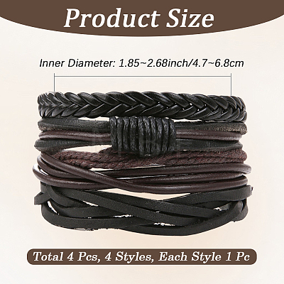 1Bag Mixed Styles Adjustable PU Leather Cord Braided Bracelets for Unisex BJEW-CL0001-47A-1