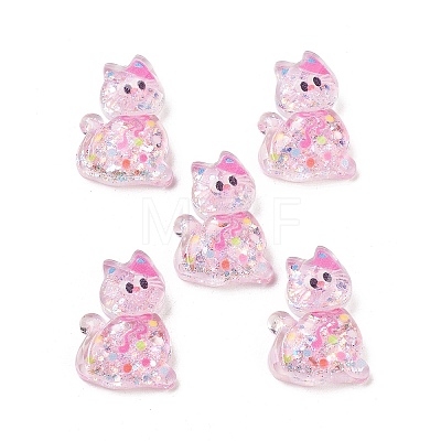 Transparent Resin Bowknot Kitten Decoden Cabochons RESI-M045-07-1