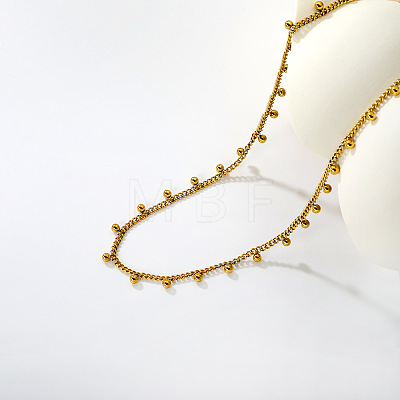 304 Stainless Steel Round Ball Tassel Necklaces for Women WGEC704-04-1