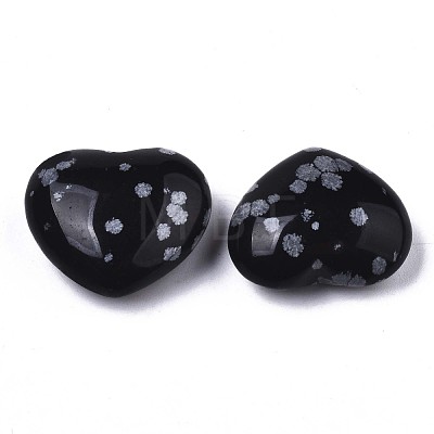 Natural Snowflake Obsidian Heart Love Stone G-N0326-56A-1