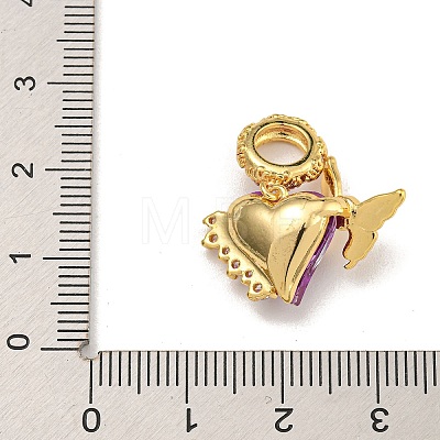 Rack Plating Brass Clear Cubic Zirconia European Dangle Charms KK-U035-26G-1