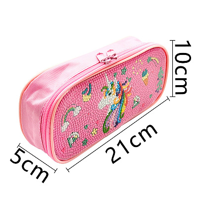 Unicorn Cartoon Pencil Case DIY Diamond Painting Pencil Bag with Zipper PW-WG7D6AD-01-1