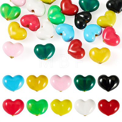 20Pcs 10 Colors Brass Enamel Beads KK-TA0008-47-1
