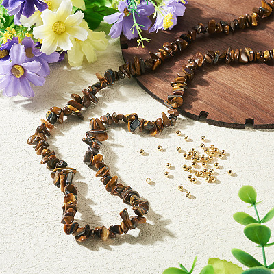 1 Strand Natural Tiger Eye Chip Beads Strands G-TAD0001-06-1