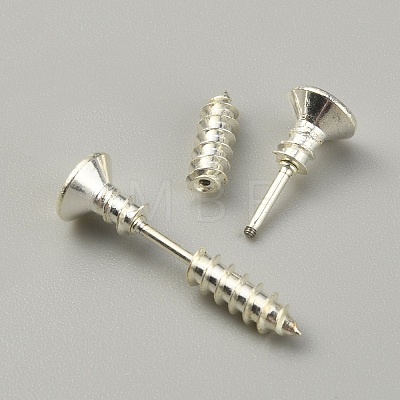 304 Stainless Steel Screw Shape Front Back Stud Earrings STAS-WH0061-23S-1