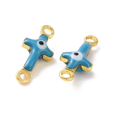 Brass Enamel Connector Charms KK-J302-08G-07-1