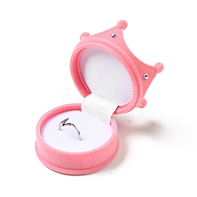 Flocking Plastic Crown Finger Ring Boxes CON-B008-01D-1