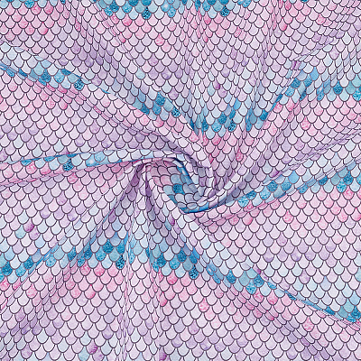 Fish Scale Pattern Polyester-Cotton Fabric DIY-WH0430-114C-1