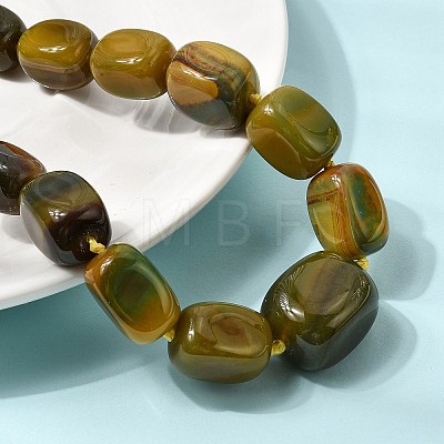 Dyed Natural Agate Cuboid Graduated Beaded Necklaces with Alloy Clasps NJEW-C113-01I-1