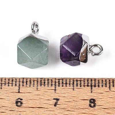 Natural & Synthetic Mixed Stone Faceted Star Cut Round Charms G-T144-70M-1