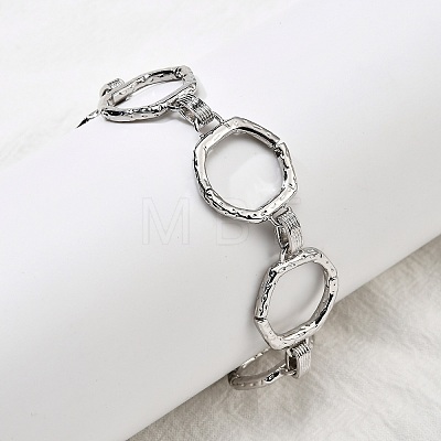 Brass Hexagon Link Chain Bracelets for Women Men BJEW-G740-05P-1