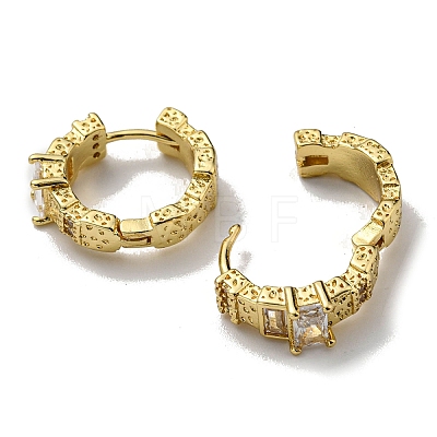Rack Plating Brass Rectangle Hoop Earrings with Cubic Zirconia EJEW-D063-05G-1