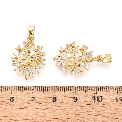 Brass Micro Pave Clear Cubic Zirconia European Dangle Charms Bails KK-N276-15G-1