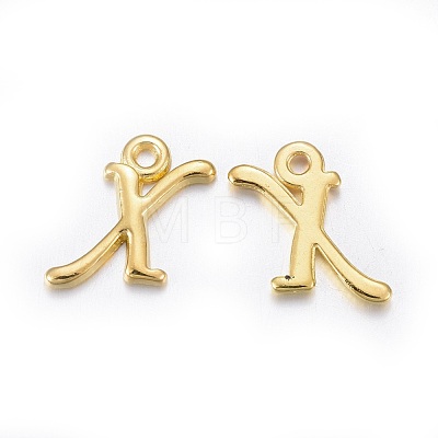 Golden Plated Alloy Letter Pendants PALLOY-J718-01G-X-1