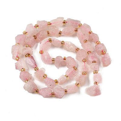 Raw Rough Natural Madagascar Rose Quartz Beads Strands G-D101-A14-1