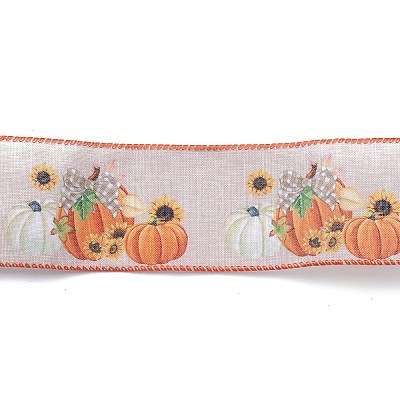 10M Thanksgiving Day Theme Wired Linen Ribbon OCOR-G013-02D-1