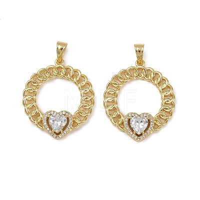 Brass Micro Pave Cubic Zirconia Pendants KK-I358-068G-05-1