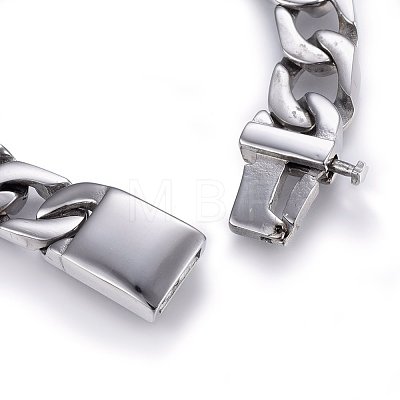 304 Stainless Steel Curb Chains Bracelets BJEW-E346-13B-P-1
