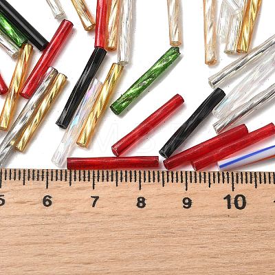 Dyed Colours Glass Twist Bugle Beads GLAA-XCP0012-05-1