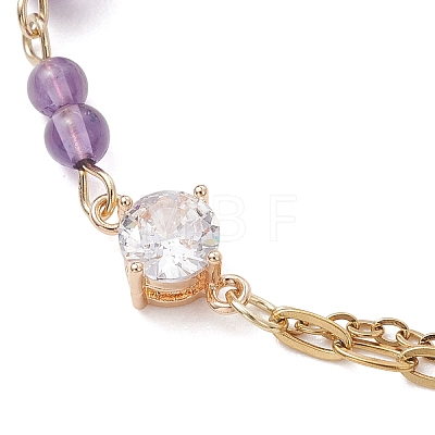 Round Natural Gemstone Beads Link Bracelets BJEW-JB13488-1