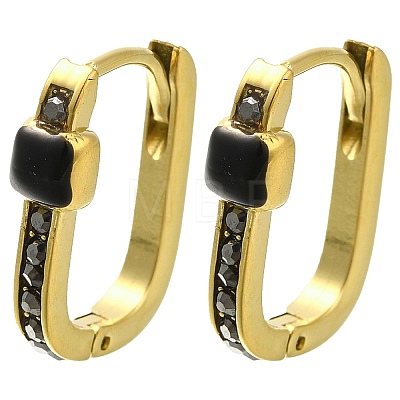 Ion Plating(IP) 304 Stainless Steel Enamel Rectangle Hoop Earrings EJEW-I316-05G-02-1