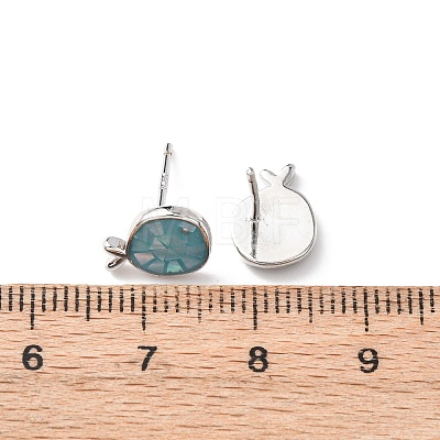 Brass Enamel Fish Stud Earrings EJEW-I322-05P-1
