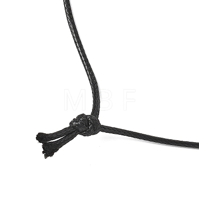 Alloy Feather Pendant Black Waxed Polyester Cord Long Necklaces NJEW-JN05638-1