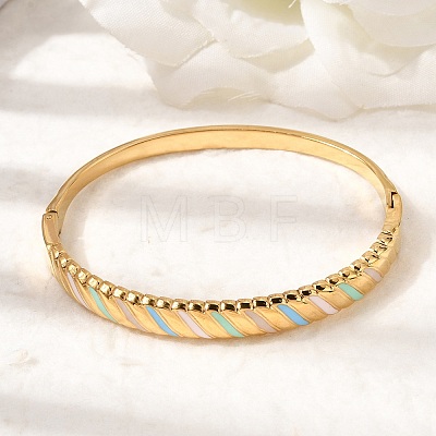 304 Stainless Steel Enamel Hinged Bangles for Women BJEW-B168-05G-1