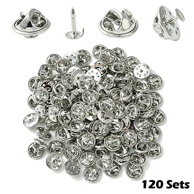 120 Sets Iron Lapel Pin Backs IFIN-YW0003-59P-1