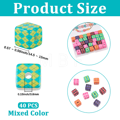 40Pcs Printed Opaque Acrylic Beads MACR-PA0001-86-1