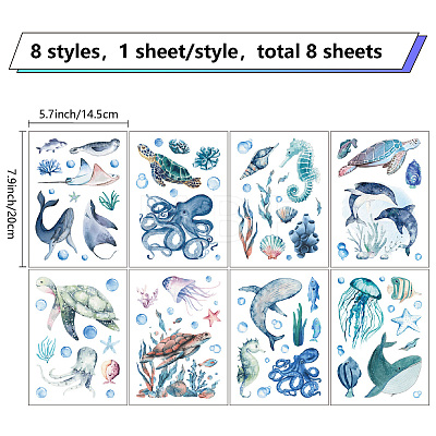 8 Sheets 8 Styles PVC Waterproof Wall Stickers DIY-WH0345-218-1