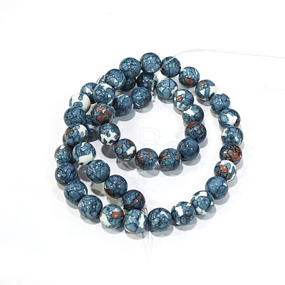 Synthetic Ocean White Jade Round Bead Strands G-M165-8mm-15-1