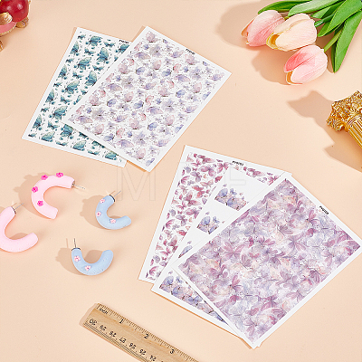 5Pcs 5 Colors Polymer Clay Earrings Water Transfer Paper DIY-HY0003-22B-1