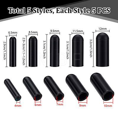 25Pcs 5 Styles Rubber End Caps FIND-WH0173-561-1