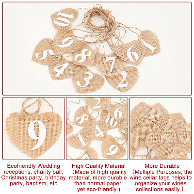 Burlap Table Numbers Cards AJEW-WH0248-115-1