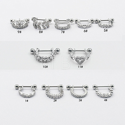 Titanium Steel Clear Cubic Zirconia Nipple Stirrups WG352FA-08-1