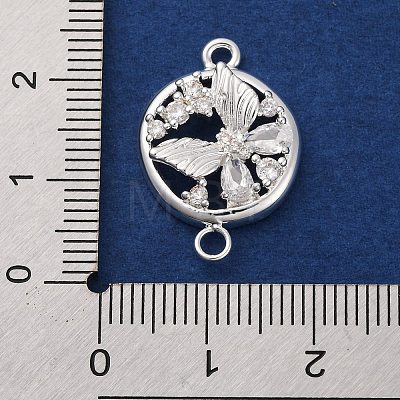 Brass Pave Clear Cubic Zirconia Connector Charms KK-Z066-08S-1