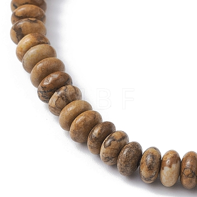 Natural Picture Jasper Rondelle Beaded Stretch Bracelets BJEW-JB09980-09-1