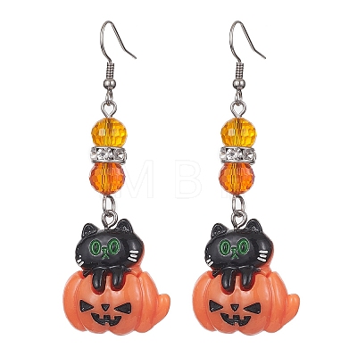 Halloween Theme Resin Dangle Earrings EJEW-JE05287-1