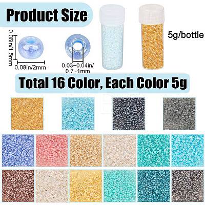 SUNNYCLUE 80G 16 Colors 12/0 Imitation Jade Glass Seed Beads SEED-SC0001-30D-1