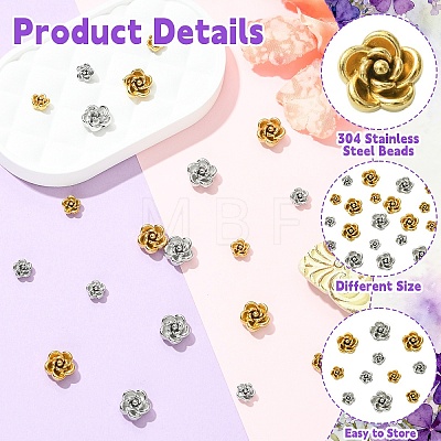 20Pcs 4 Styles 304 Stainless Steel Beads STAS-YW0003-54-1
