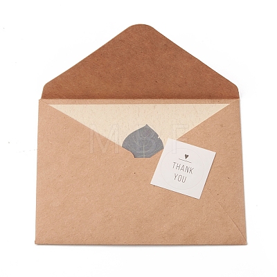 Leaf Pattern Kraft Envelopes and Greeting Cards Set DIY-WH0161-37C-1