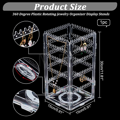 360 Degree Plastic Rotating Jewelry Organizer Display Stands EDIS-WH0022-11A-1