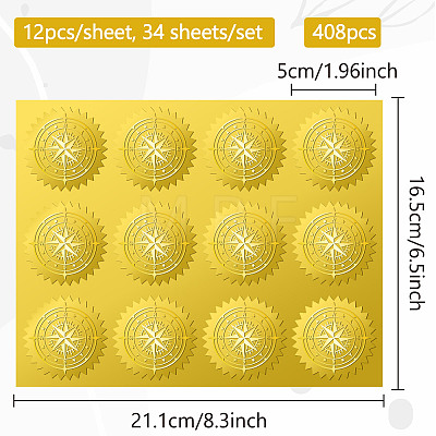 34 Sheets Self Adhesive Gold Foil Embossed Stickers DIY-WH0509-066-1
