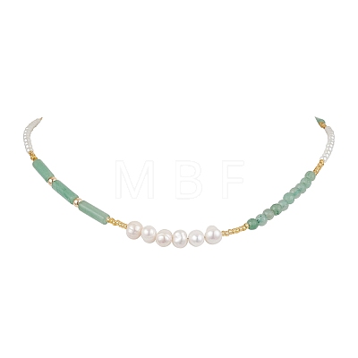 Natural Gemstone & Natural Pearl & Glass Seed Beaded Necklaces for Women NJEW-JN05094-1